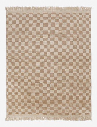 Irregular Checkerboard Hand-Knotted Wool Rug by Sarah Sherman Samuel - Natural / 12' x 15'