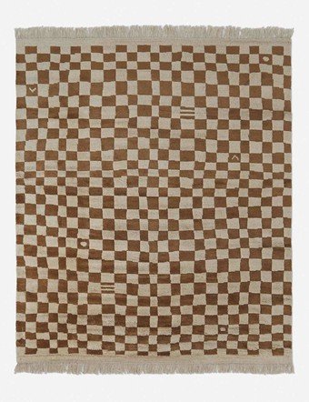 Irregular Checkerboard Hand-Knotted Wool Rug by Sarah Sherman Samuel - Ochre / 2'6" x 8'