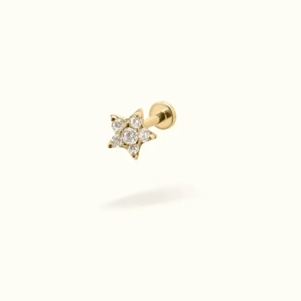 Image of 14k Crystal Star Single Earring