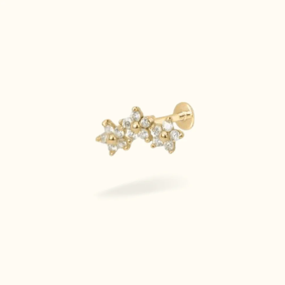 Image of 14k Small Flower Cluster Flat back Earring