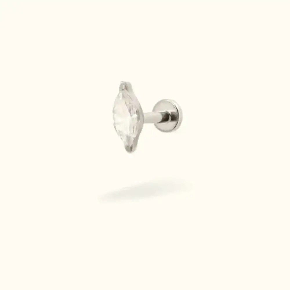 Image of Titanium Single Marquise Flat back Earring