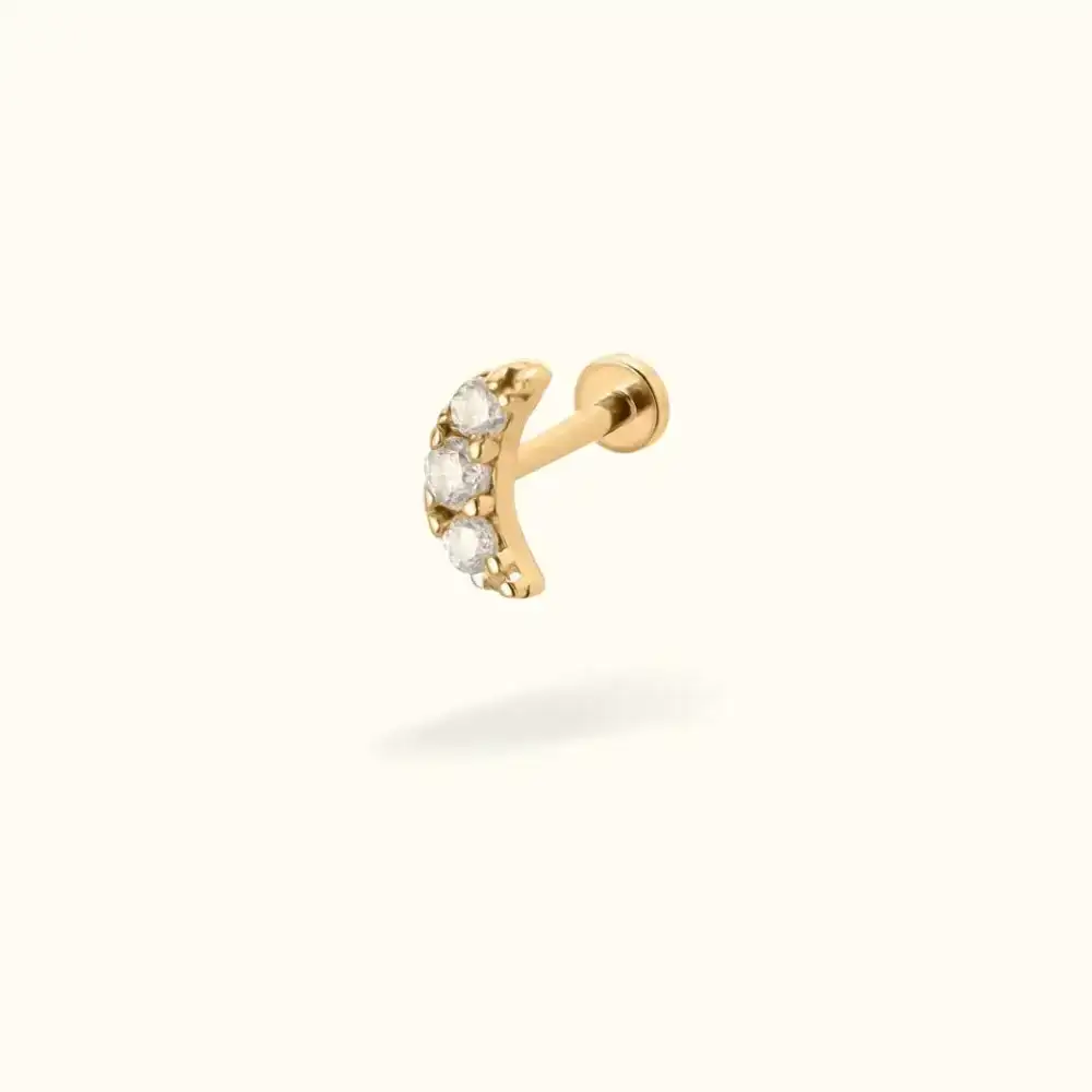 Image of 14k Crescent Moon Flat back Earring