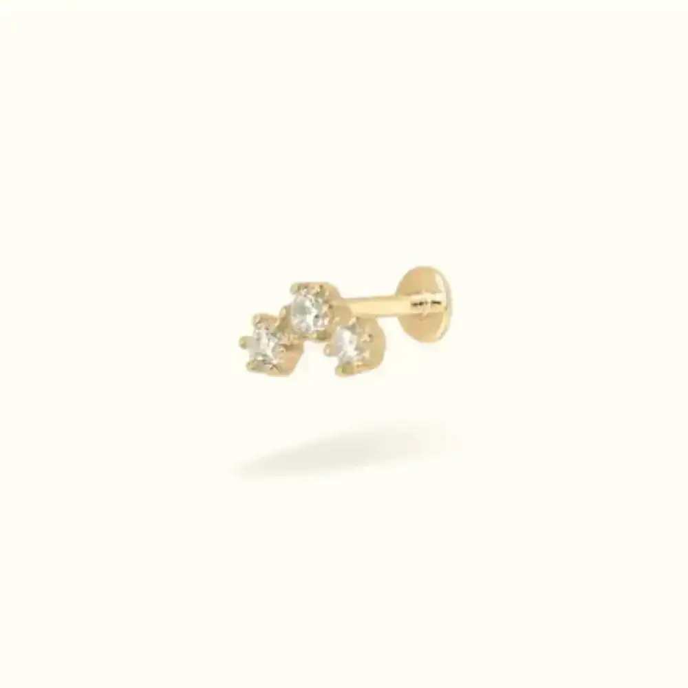 Image of 14k Three Prong Cluster Single Earring