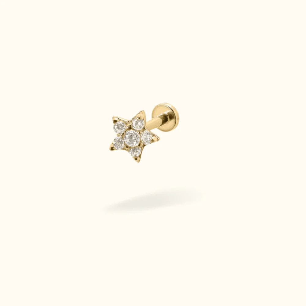 Image of 14k Crystal Star Flat back Earring