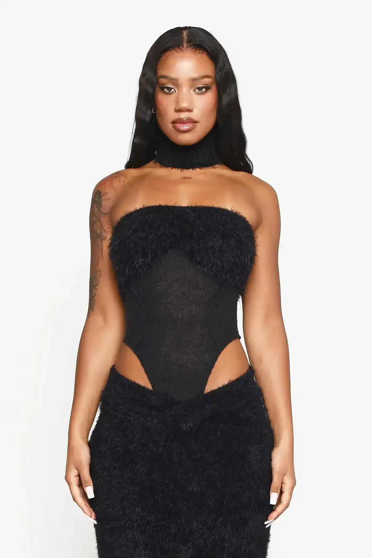 Image of Black Mohair Knit Bodysuit