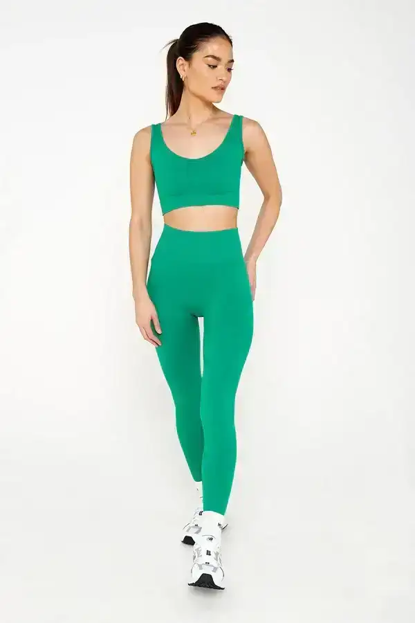 Image of Green Recycled High Waisted Leggings