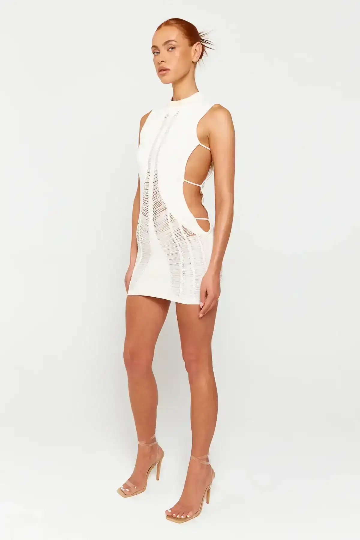 Image of Off-White Ladder Knit Mini Dress