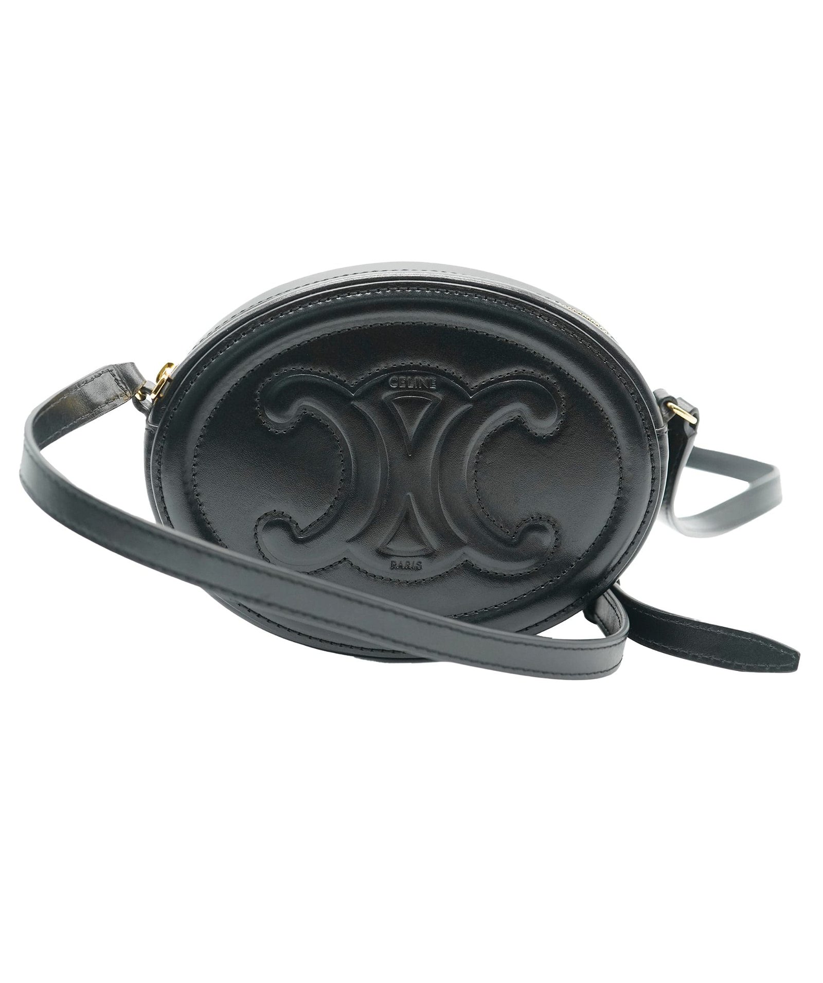 Image of CELINE Crossbody Oval Purse Cuir Triomphe in smooth calfskin ASL10454
