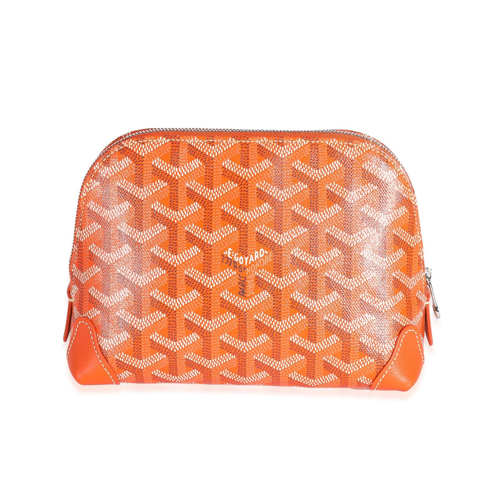 Image of Goyard Orange Goyardine Canvas Vendome Cosmetic Pouch