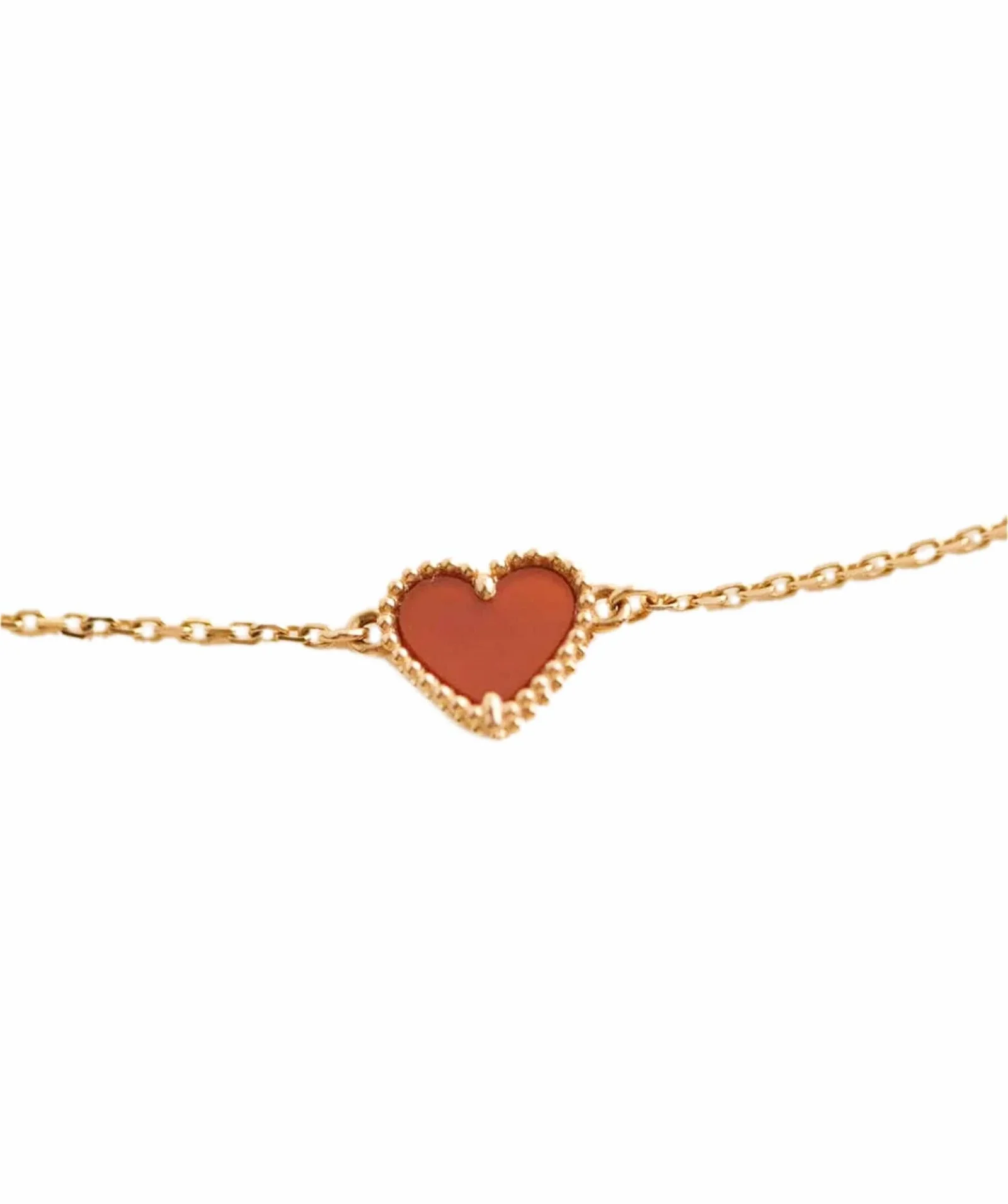 Image of Van Cleef & Arpels Sweet Alhambra Heart Carnelian Rose Gold Bracelet AHC1721
