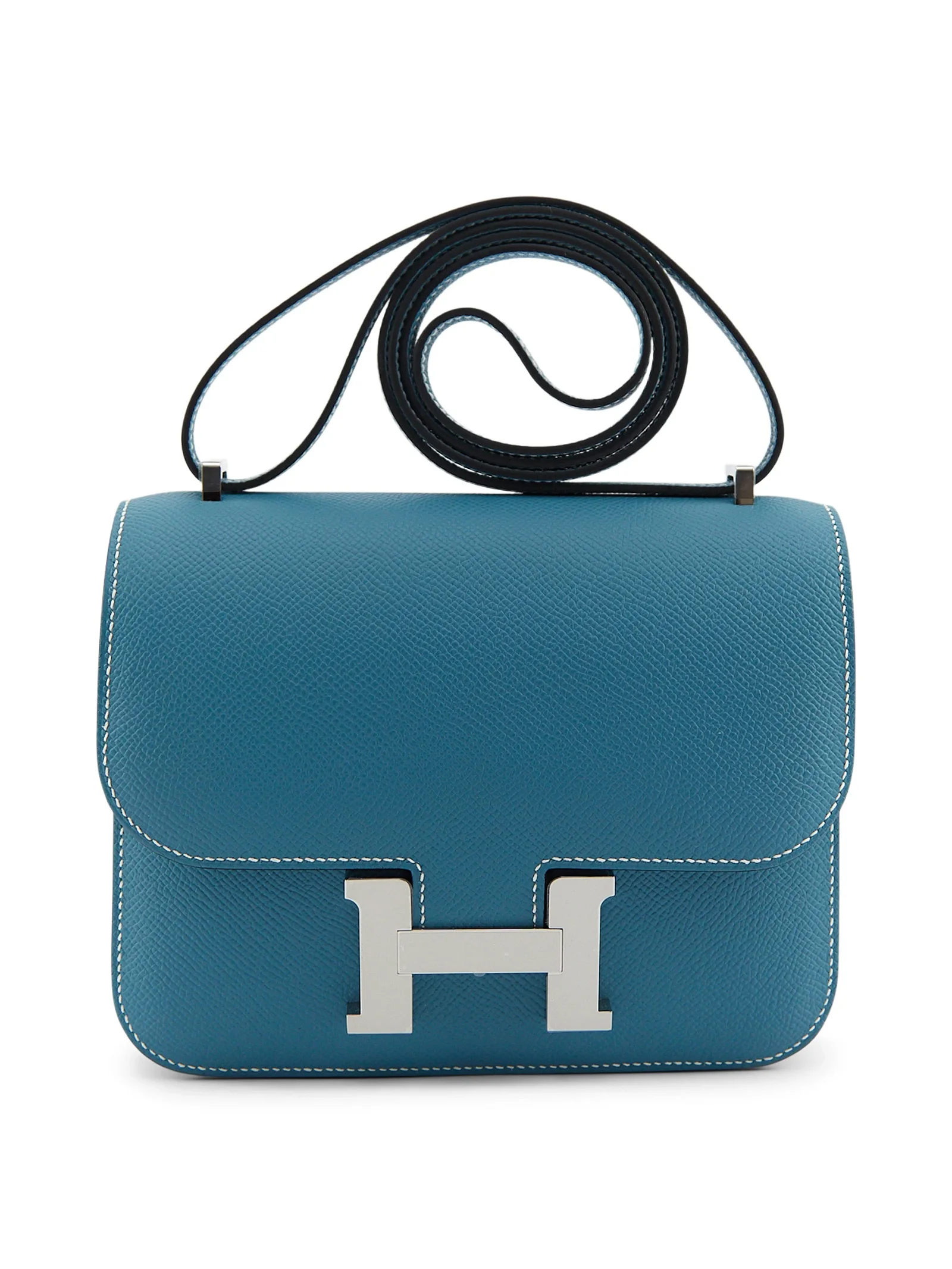 Image of HERMÈS CONSTANCE 18CM BLUE JEAN Epsom Leather with Palladium Hardware