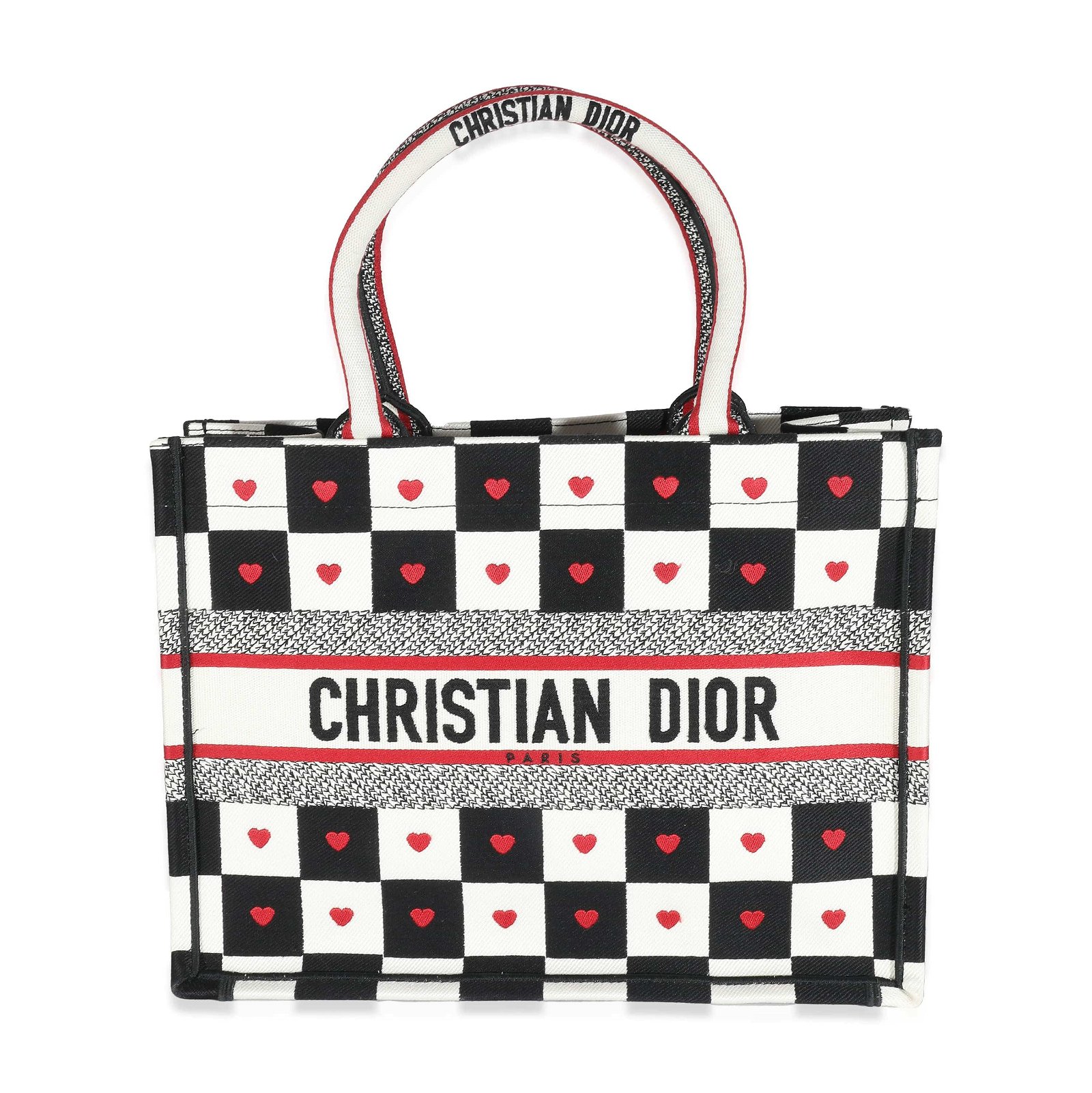 Image of Christian Dior Tricolor Dioramour D Chess Heart Medium Book Tote