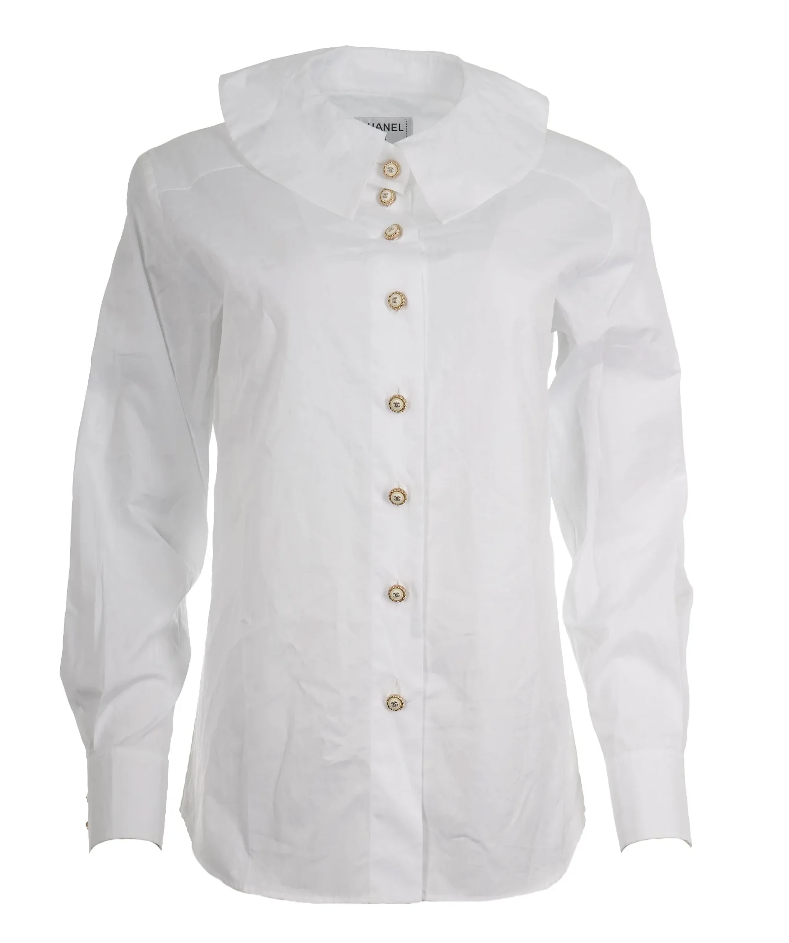 Image of Chanel White Shirt CC Button Detaling 36 ALC1492