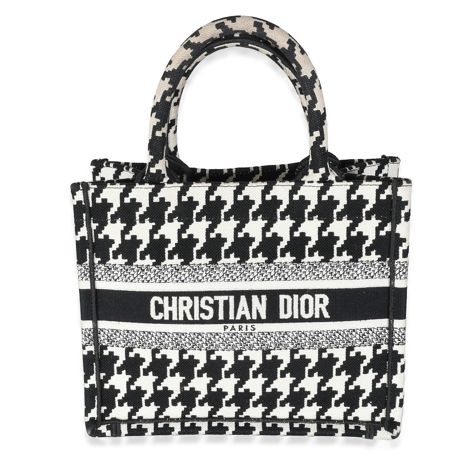 Image of Black White Houndstooth Small Book Tote