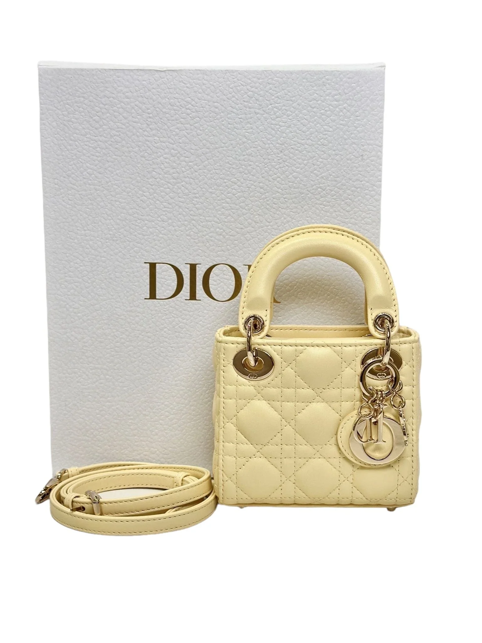 Image of Dior Micro Yellow Lady Dior Bag