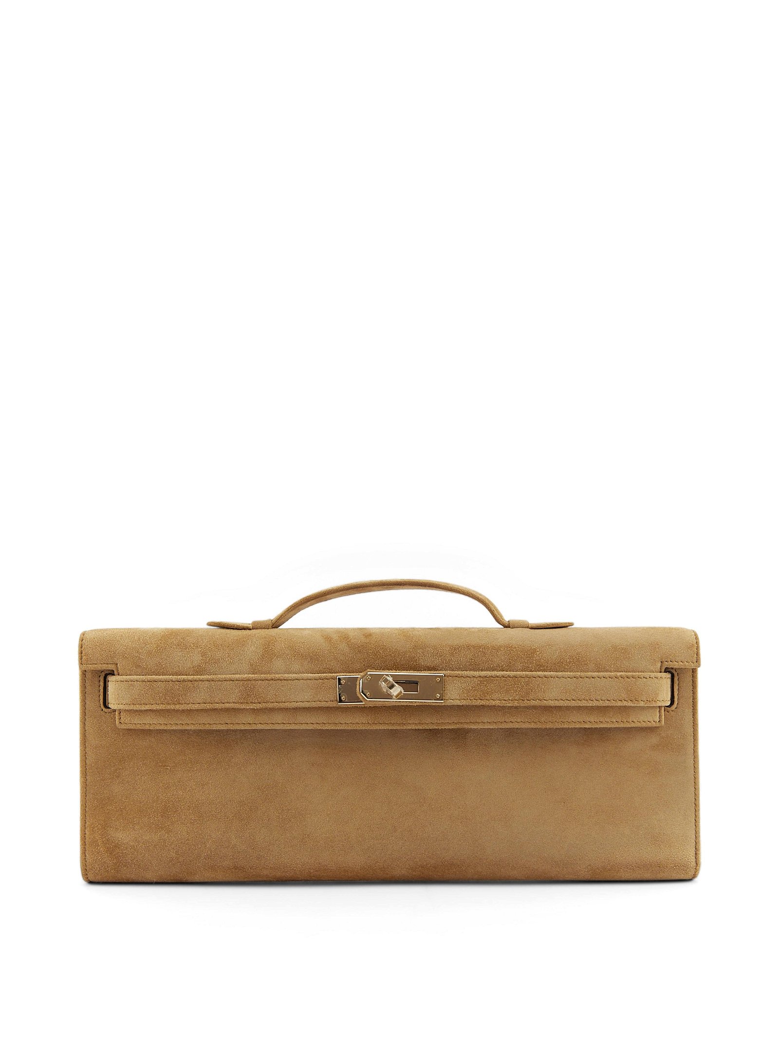 Image of HERMÈS KELLY CUT OCRE Suede Leather with Permabrass Hardware