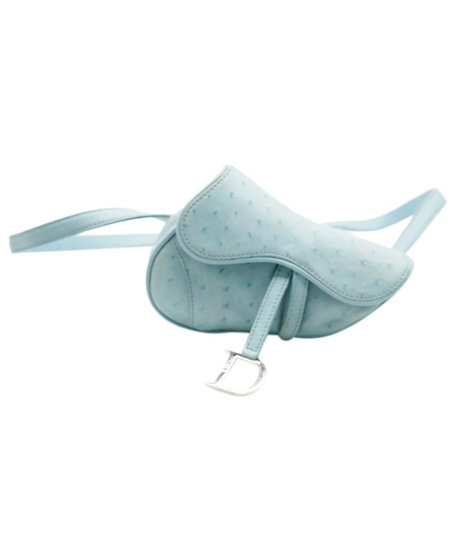 Image of Christian Dior Vintage CD Logo Mini Saddle Bag Waist Pouch Light Blue