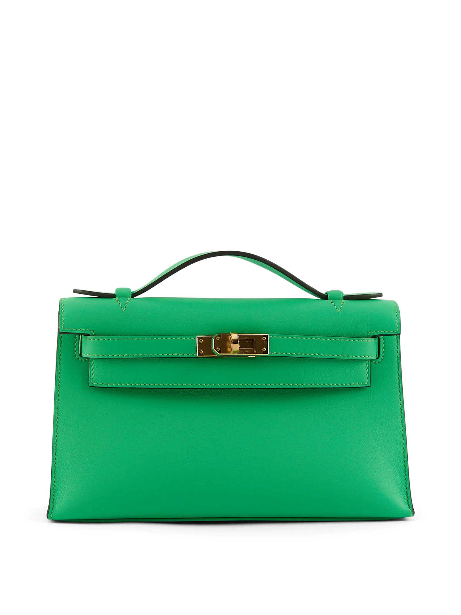 Image of HERMÈS KELLY POCHETTE VERT COMICS Swift Leather with Gold Hardware