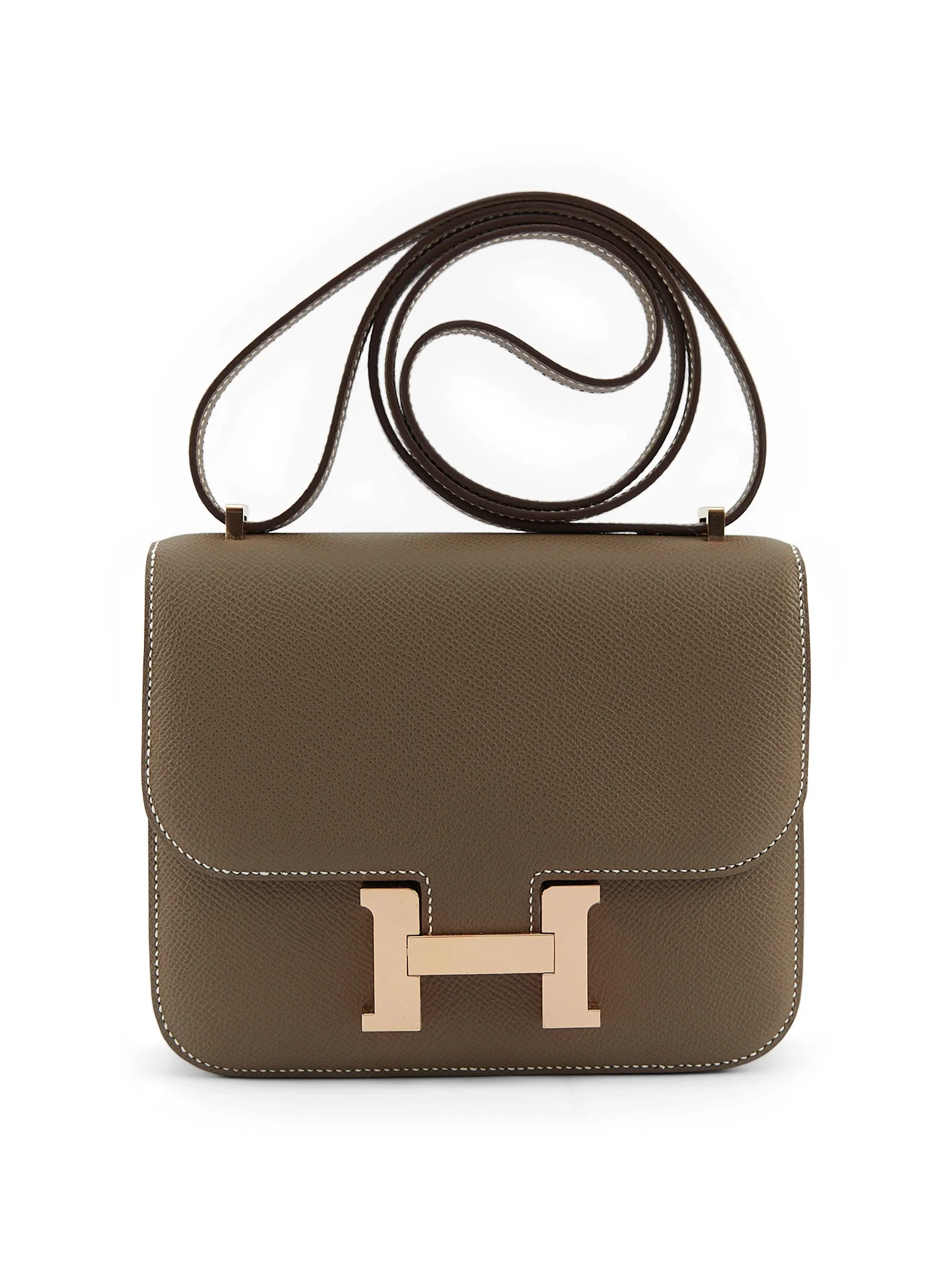 Image of HERMÈS CONSTANCE 18CM ETOUPE Epsom Leather with Rose Gold Hardware