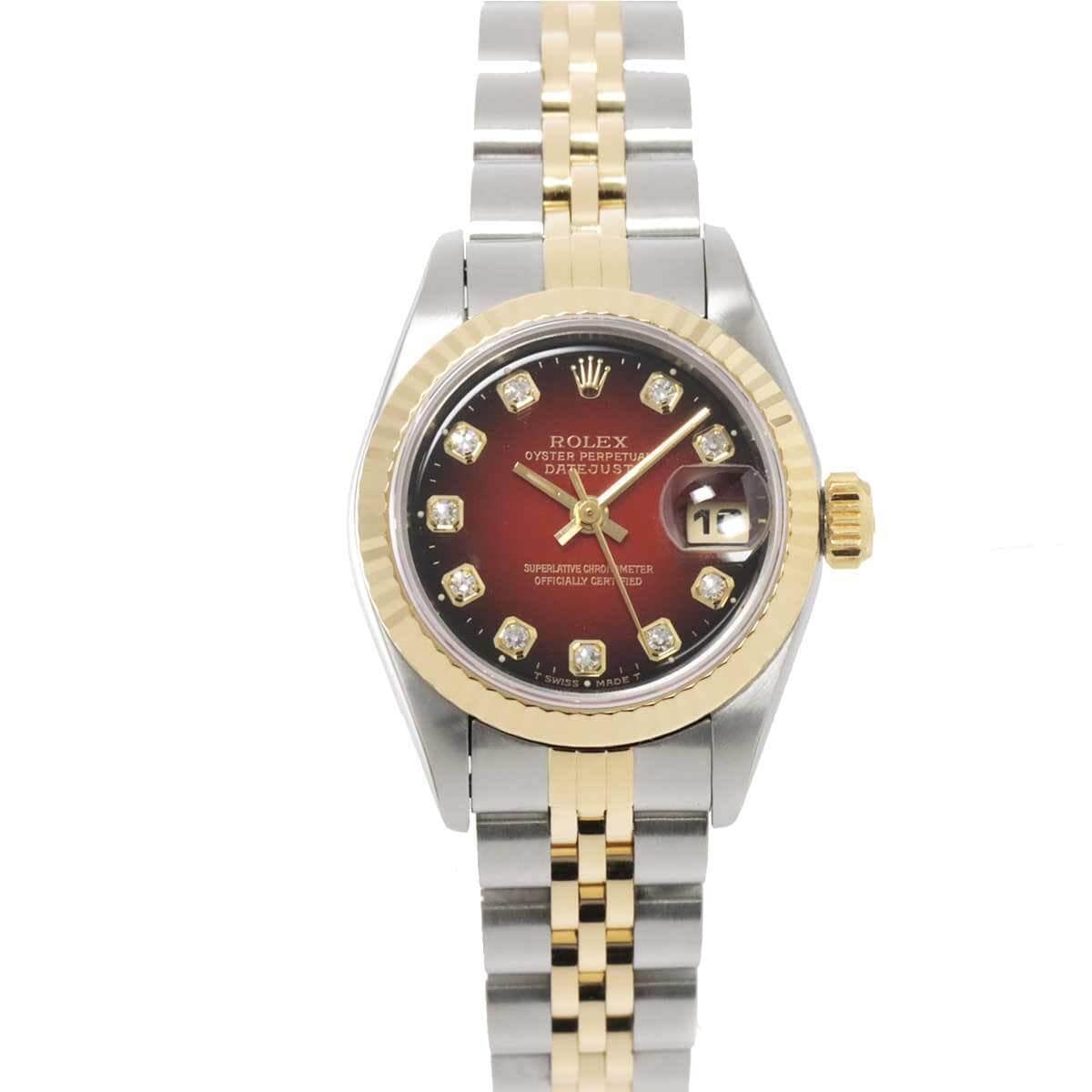 Image of ROLEX Datejust 69173G Serial W 10P Diamond 750 YG Red Gradient Dial AVCSC34