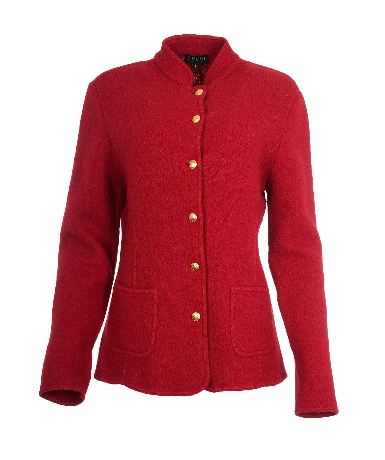 Image of Gucci red wool coat with gold buttons - AJC0470