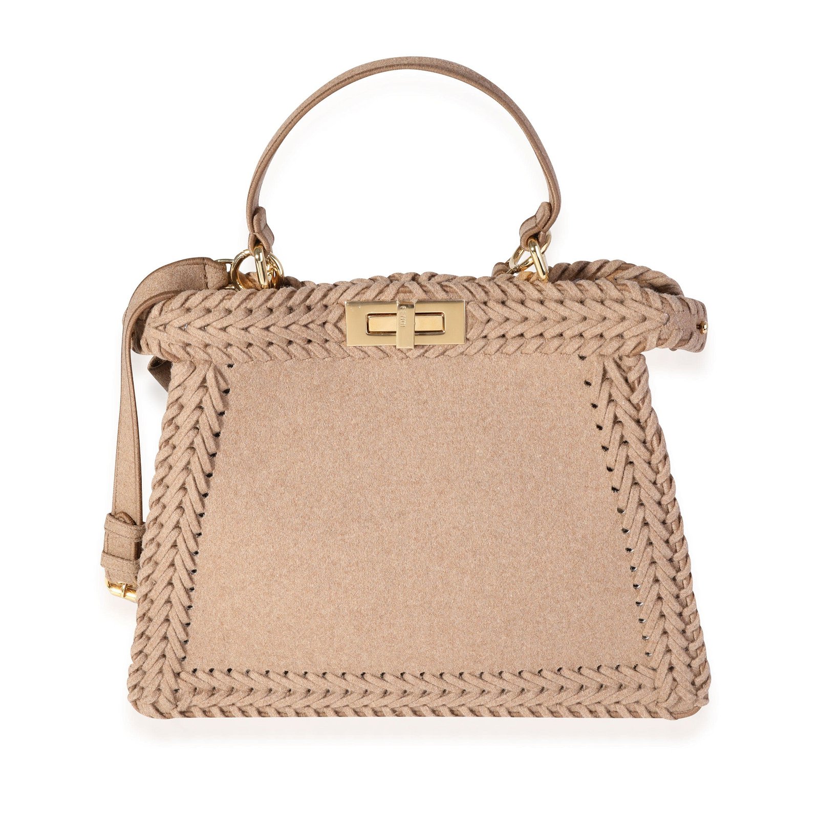 Image of Fendi Beige Flannel Medium Peekaboo ISeeU Bag