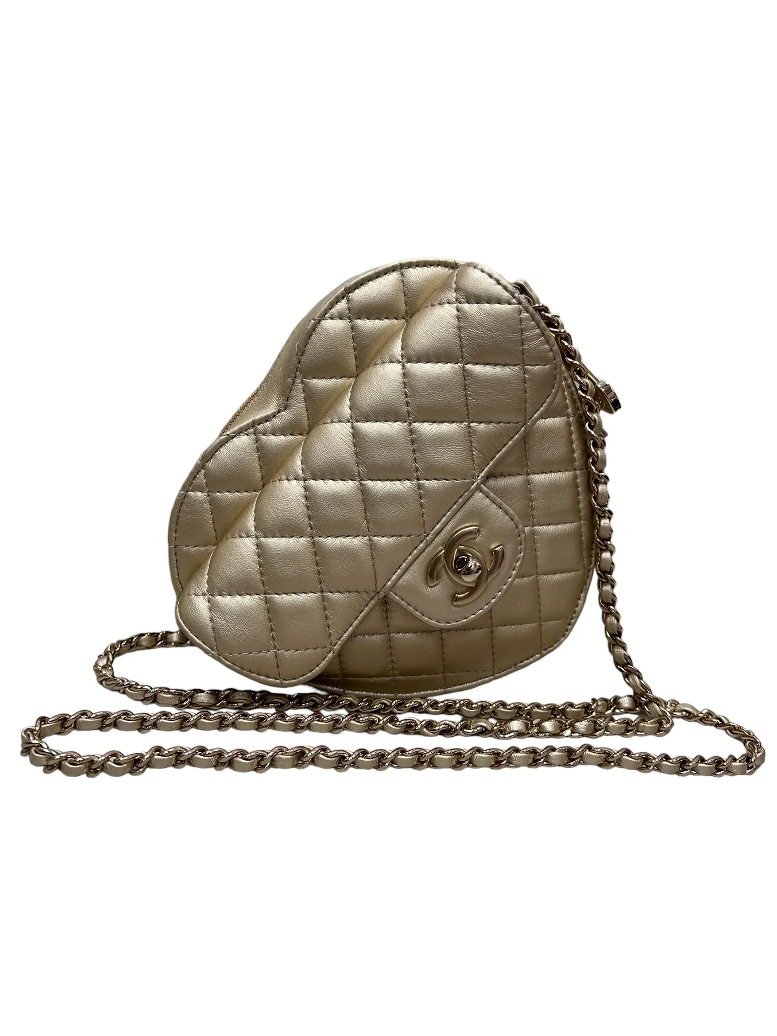 Image of Chanel Heart Large Bag Gold Lambskin GHW SKC1724