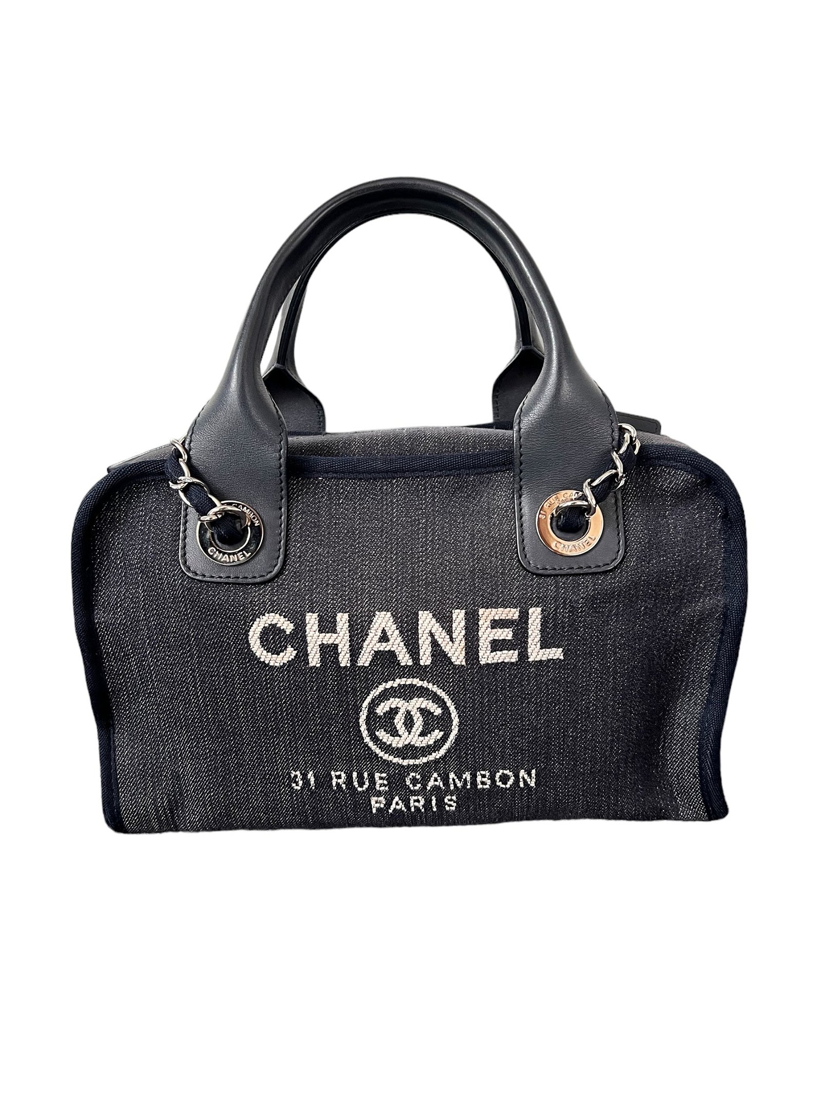 Image of Chanel Deauville Boston Bag Denim PHW SYCY210