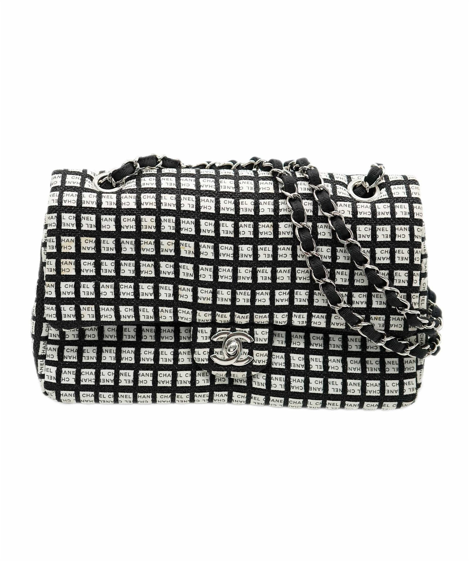Image of Chanel Double Flap Bag black/ white canvas ASL9277