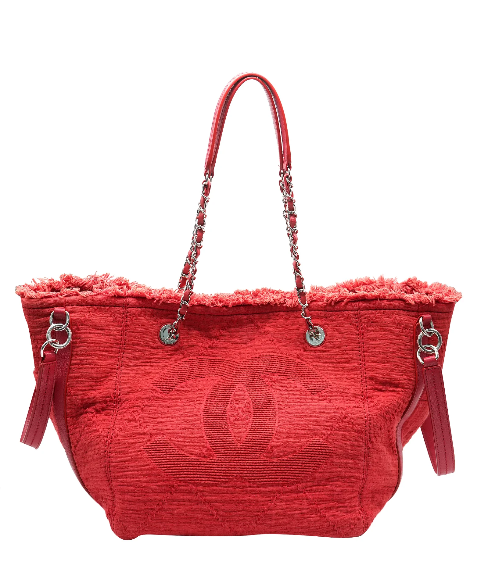 Image of Chanel Red Fabric Double Face Small Shopping Tote ABC0606