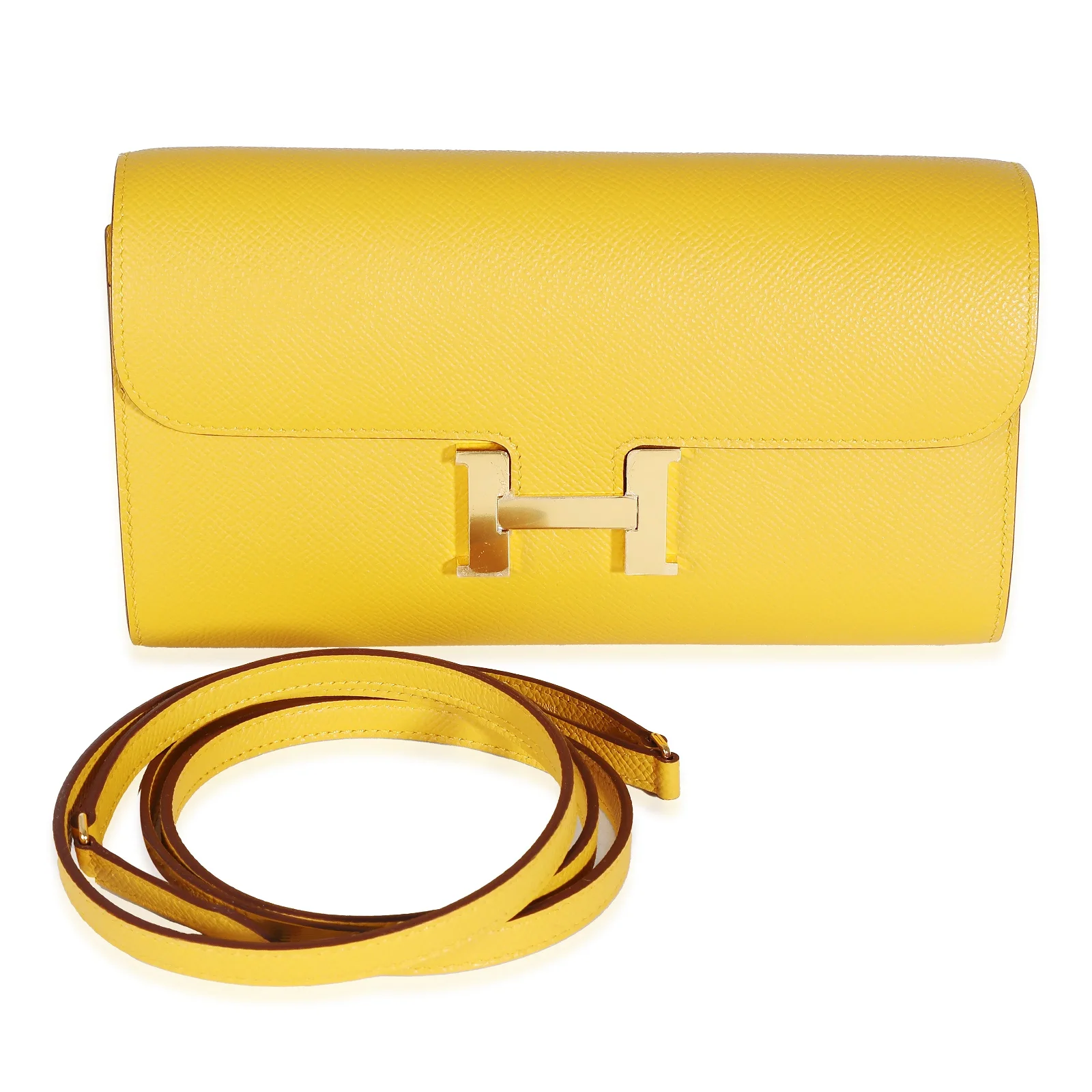 Image of Hermès Jaune Ambre Epsom Constance Long Wallet To Go GHW