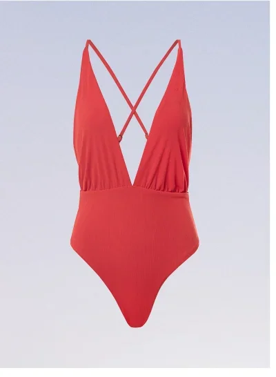 Maaji Red Camelia Safri Plunge One Piece