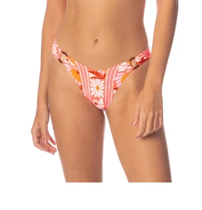 Maaji Peach Flowers Valering Regular Rise Double V Bikini Bottom