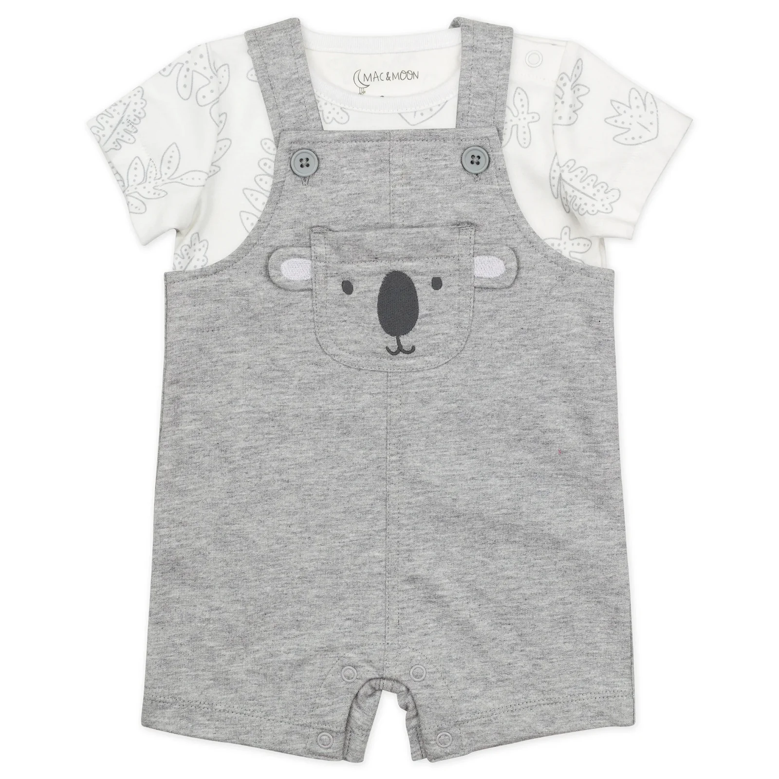 Image of 2-Piece Organic Cotton Shortall Set in Koala Print