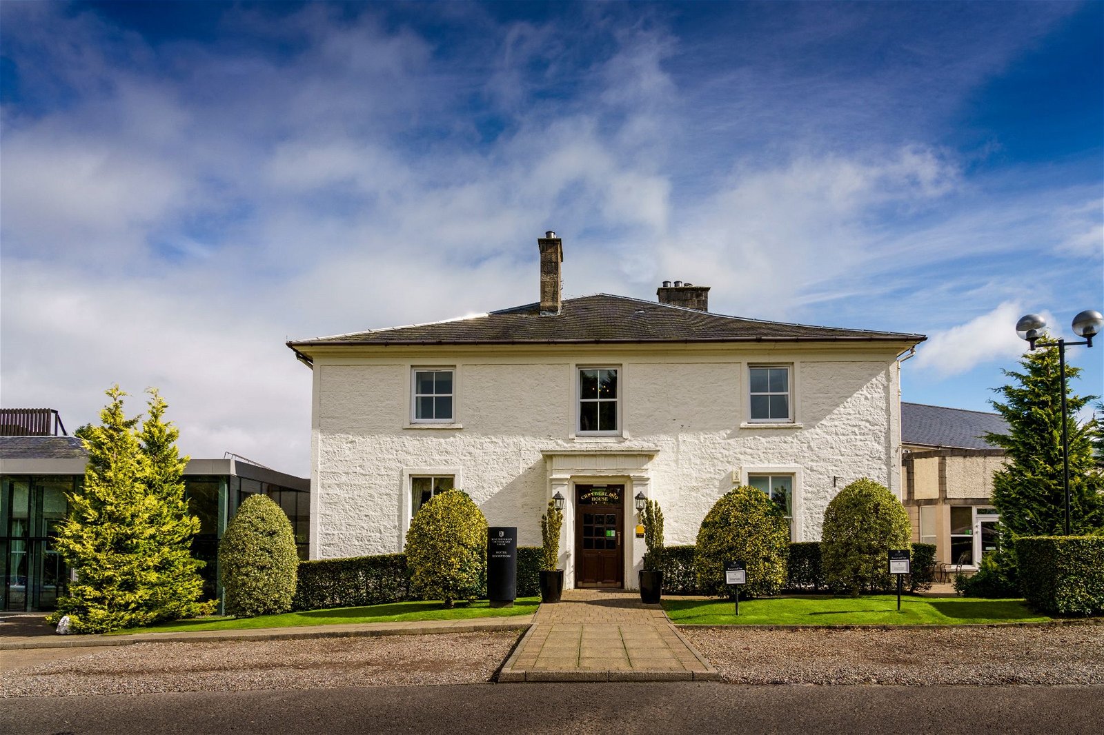 Crutherland House frontage in springtime