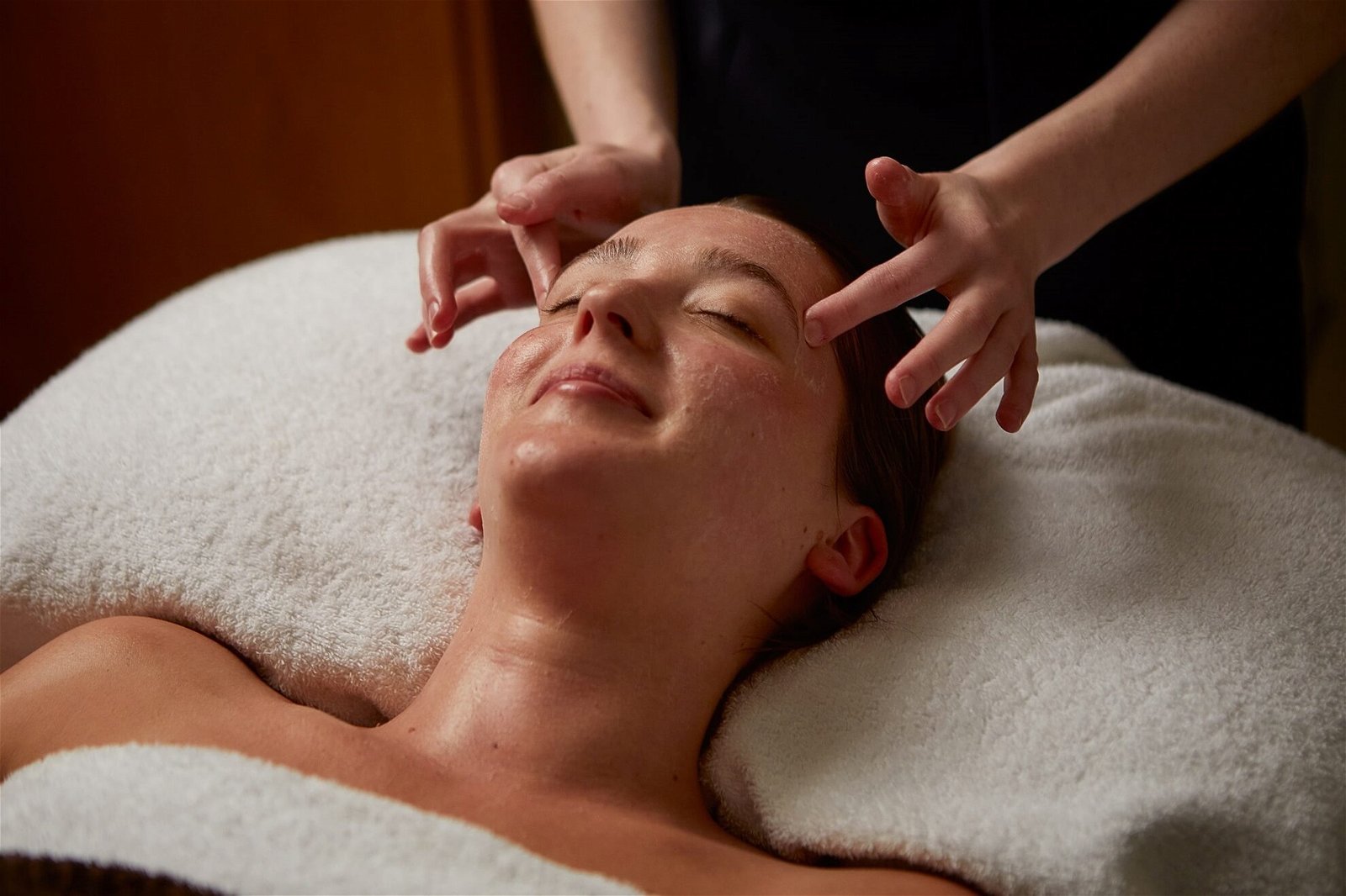 Woman receiving spa treatment