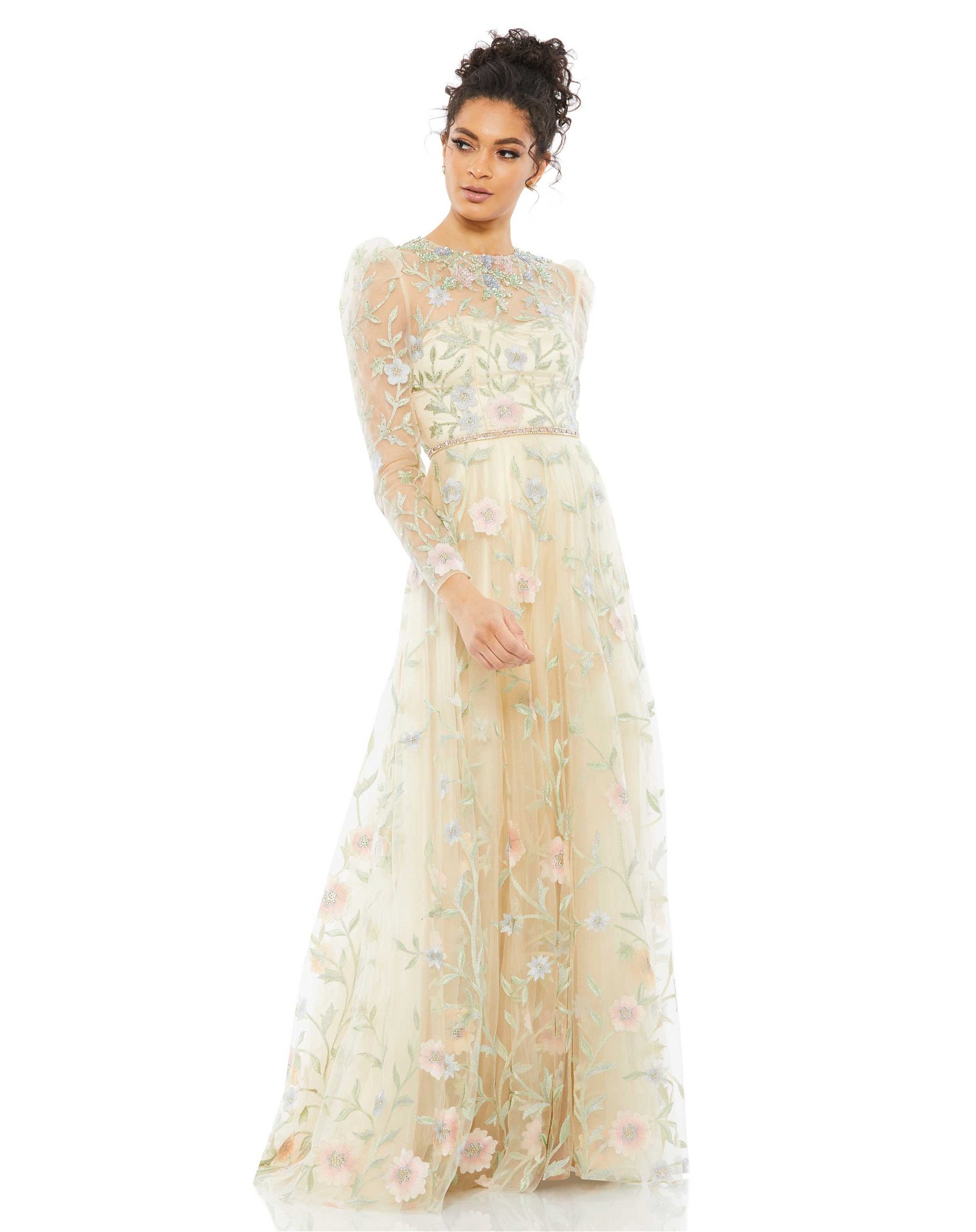 Image of Floral Print Butterfly Sleeve Flowy Gown