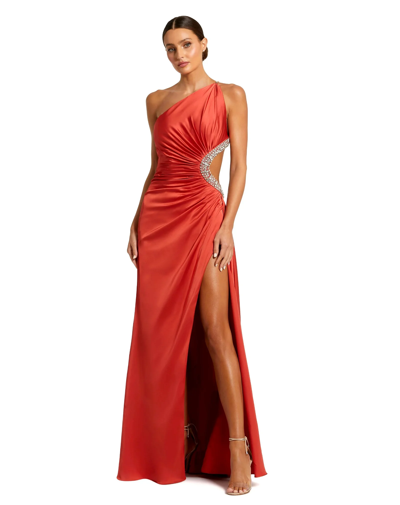 Image of Jewel Embellished Side Cut Out Gown