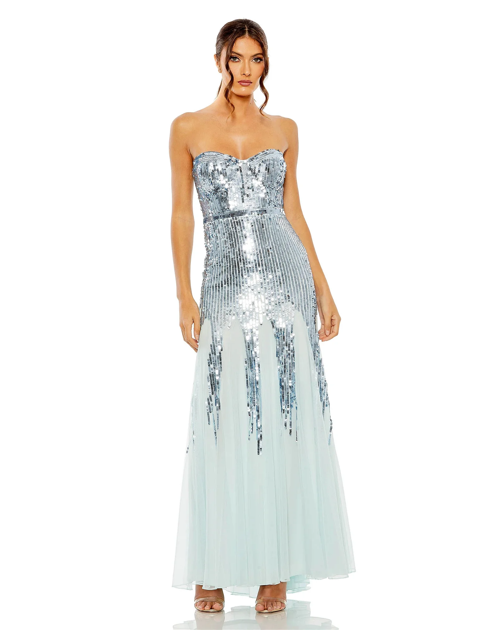 Image of Sleeveless Sequin Mesh Gown