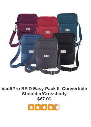 VaultPro RFID Easy Pack II, Convertible Shoulder/Crossbody