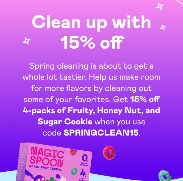 Clean up with 15% off