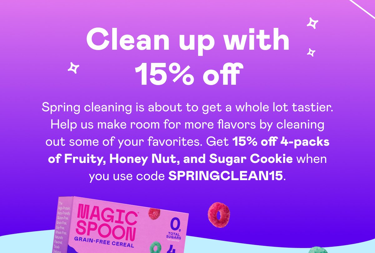 Clean up with 15% off