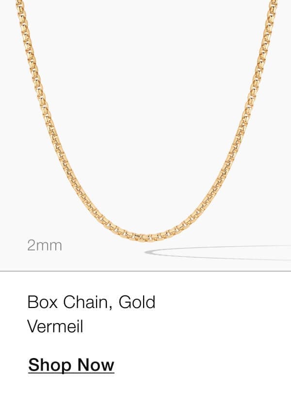 Box Chain, Gold Vermeil 2 mm