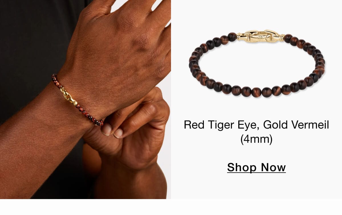 Red Tiger Eye, Gold Vermeil (4mm) | Shop Now