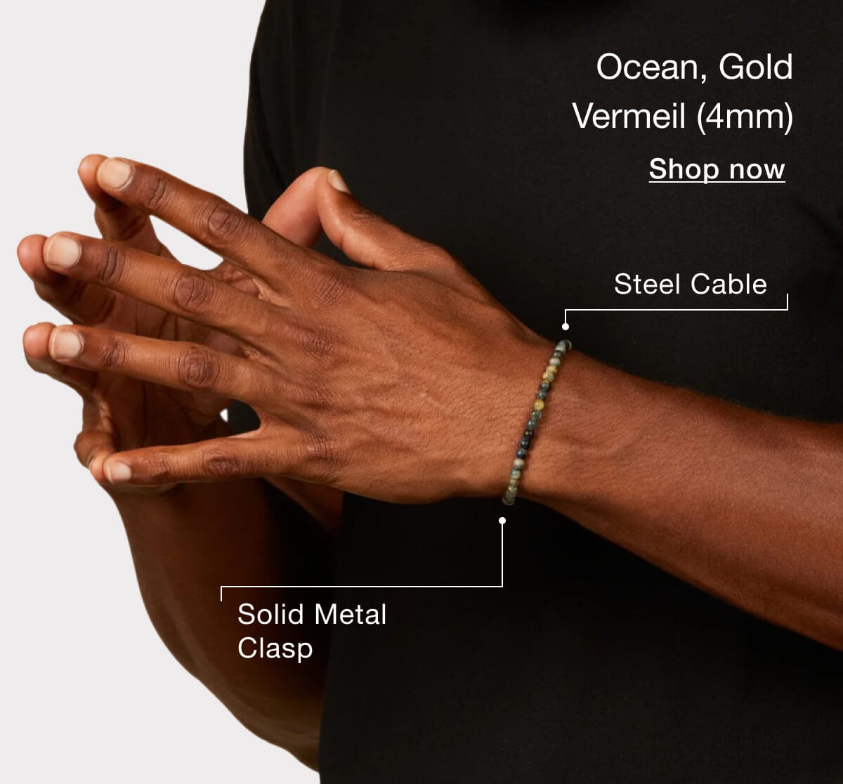 Ocean, Gold Vermeil (4mm) | Steel Cable; Solid Metal Clasp | Shop Now