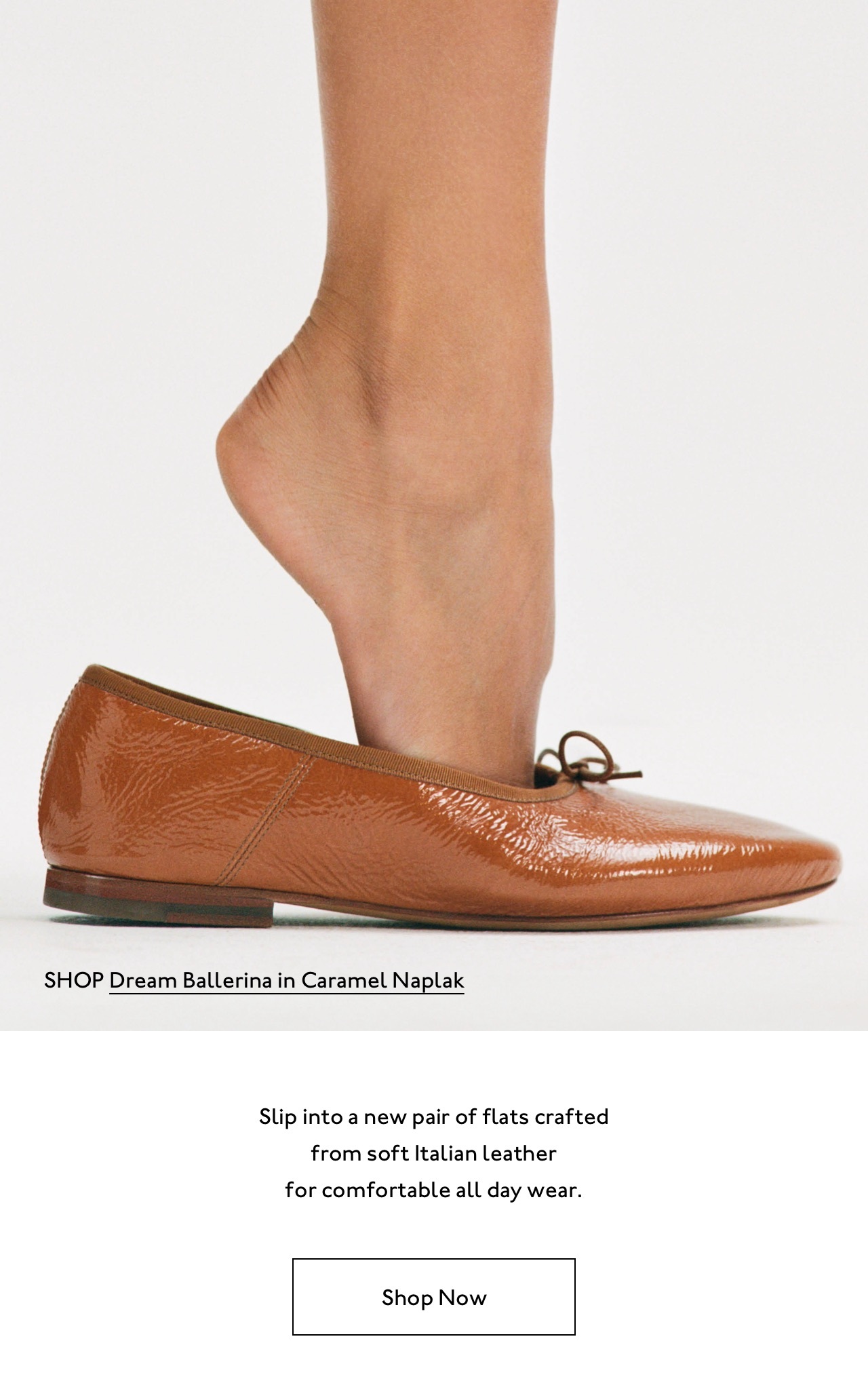 Slip into a new pair of flats crafted from soft Italian leather for comfortable all day wear. Shop now.