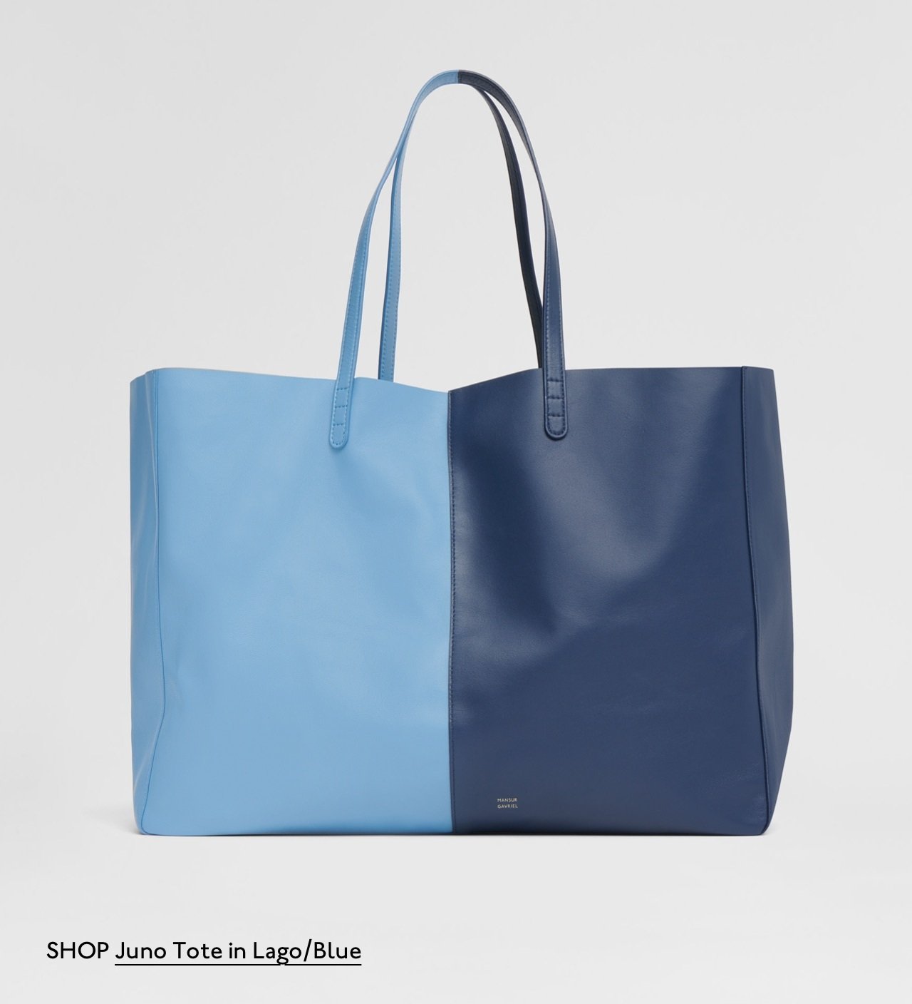 Pictured: Juno Tote in Lago/Blue colorblock.