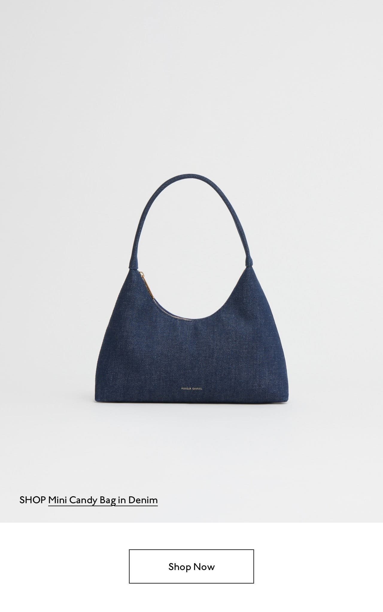 Shop our Mini Candy Bag in denim now.