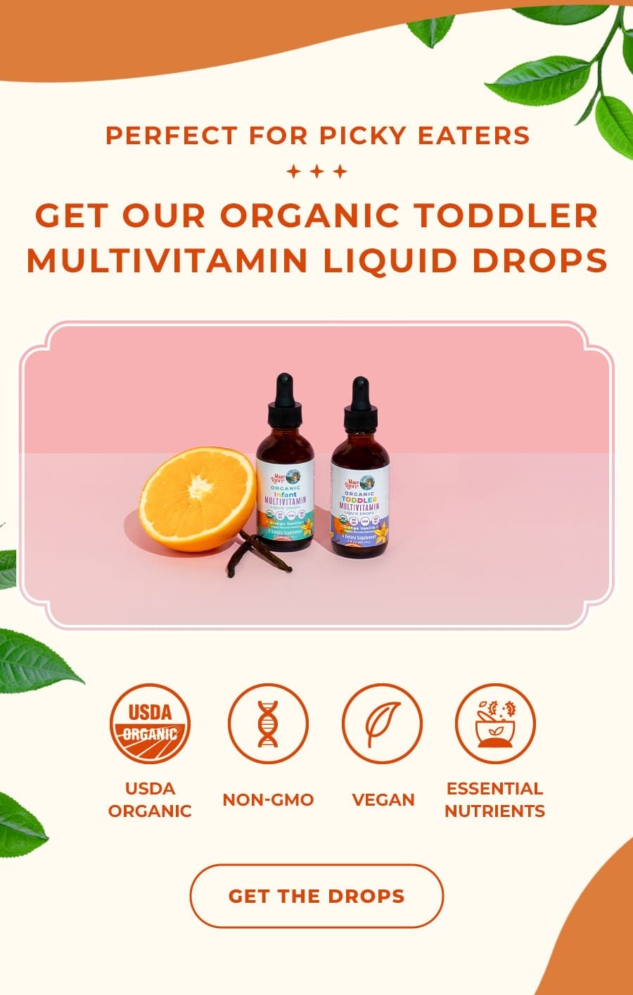 Get our organic toddler multivitamin liquid drops