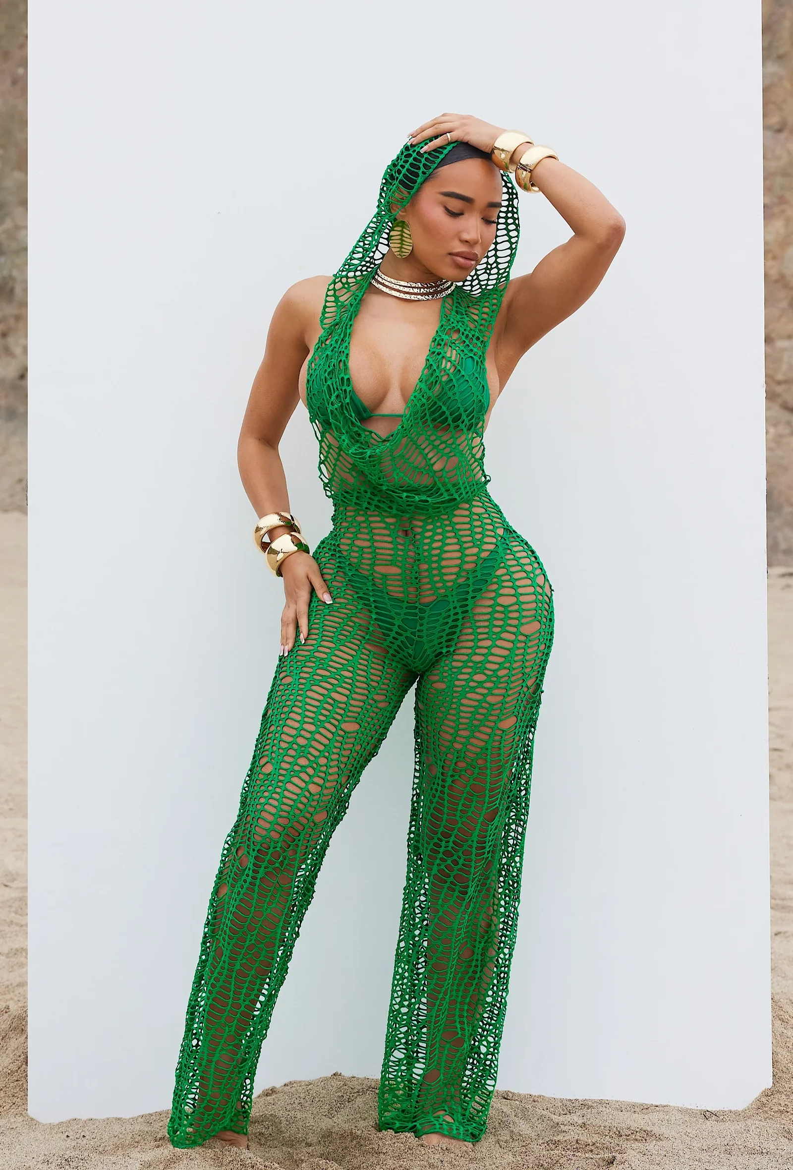 Image of Aphrodite Cover Up Jumpsuit - Emerald